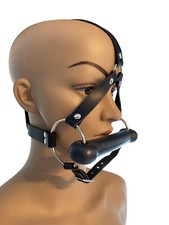 BDSM Leder Harness Pony Stangen Bondage Mundknebel schwarz Mund Knebel Geschirr