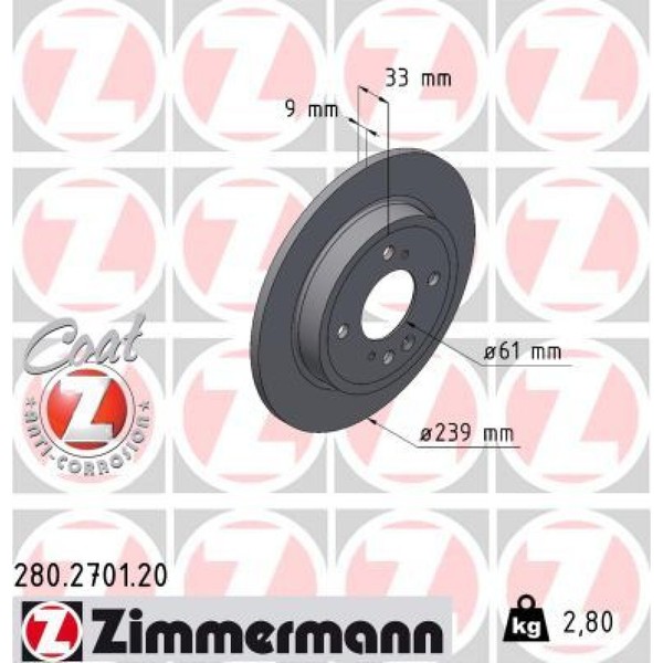 2X Zimmermann 280.2701.20 Bremsscheibe FüR Honda Jazz GR GS-image
