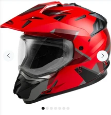 Gmax GM-11 Snow Helmet Ripcord Graphic Red Dual Lens Size 2XL XXL