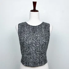 Theory Pagia Tweed Wool Sleeveless Cropped Shell 
