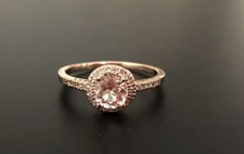 14k Rose Gold Morganite Halo Diamond Ring