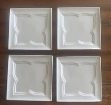 4 Pier 1 Butterfly Square White Porcelain 8” Salad Luncheon Plates Set of 4 Mint