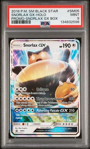 2016 POKEMON SM BLACK STAR PROMO SNORLAX GX BOX #SM05 SNORLAX GX-HOLO PSA 9
