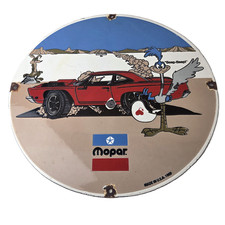 Vintage Mopar Plymouth Porcelain Sign - Road Runner Auto Shop Gas Station Sign Vintage Mopar Plymouth Porcelain Sign - Road Runner Auto Shop Gas Station Sign
