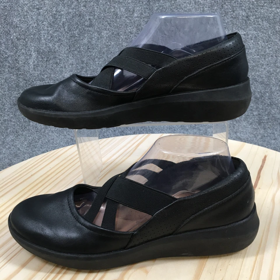 Clarks Shoes Womens 8.5 M Kayleigh Cove Casual Slip Ons Mary Jane Black Leather - Image 2 of 4