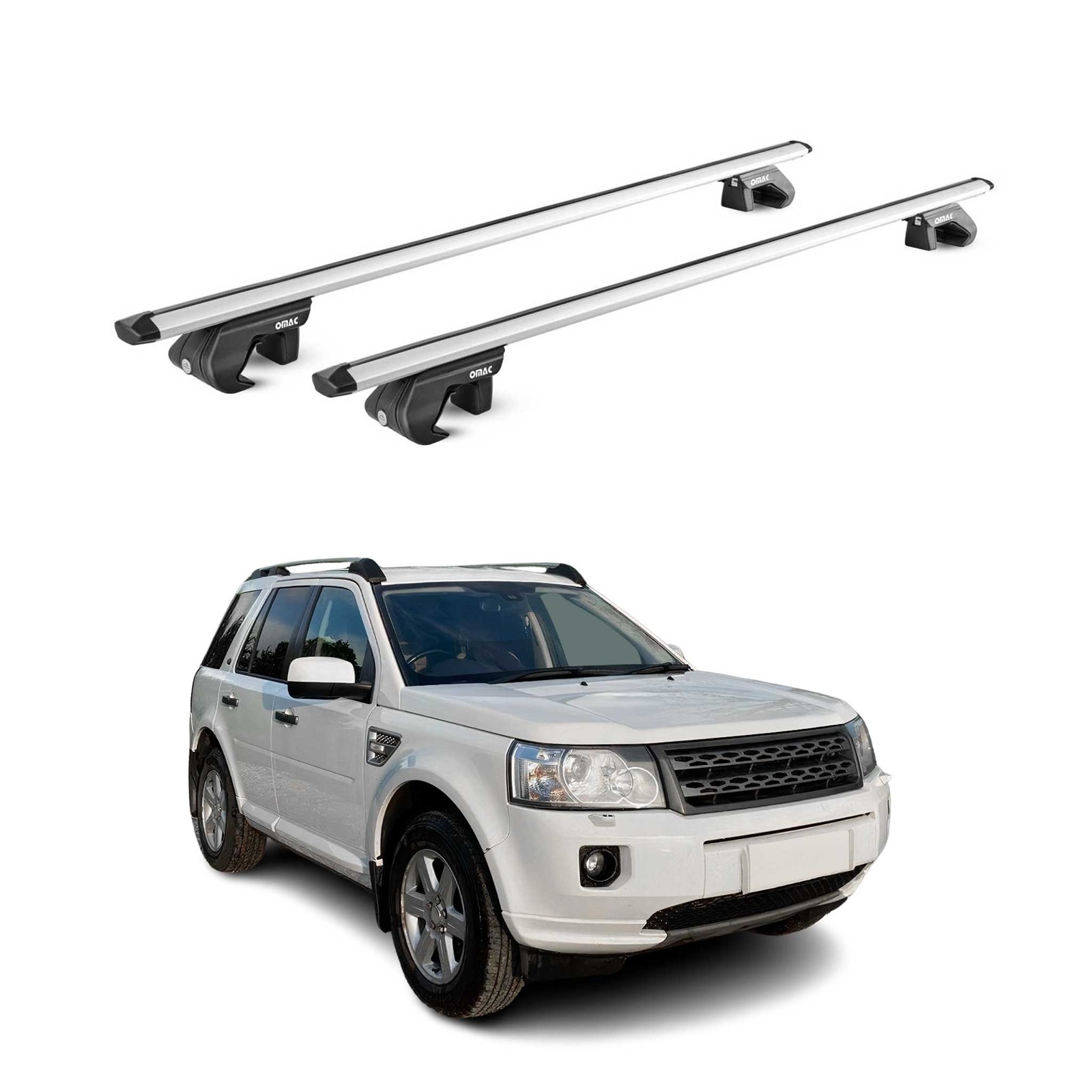 Barres de toit Land Rover Freelander 2 en aluminium gris premium