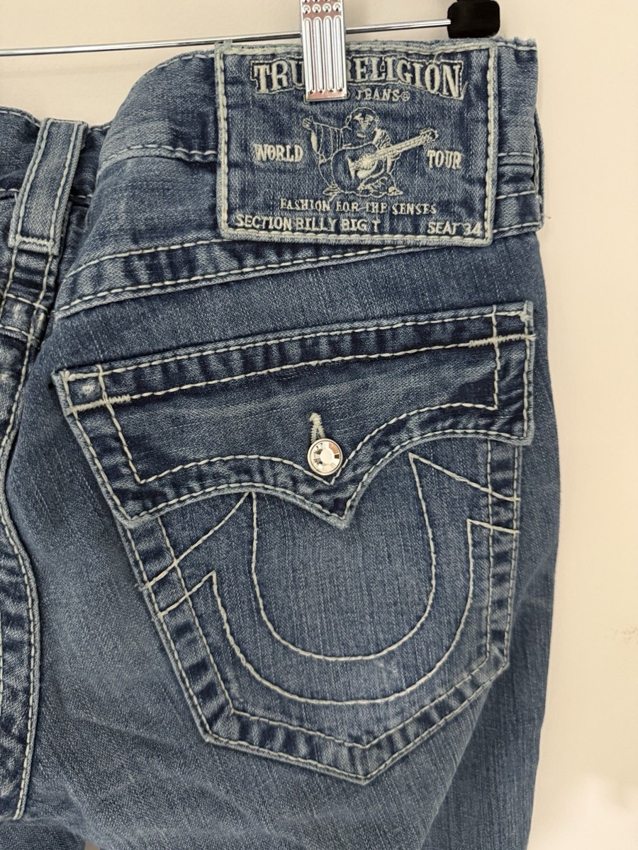 True Religion WT Billy Big T Men's 36x33 Denim Blue Jeans Bootcut