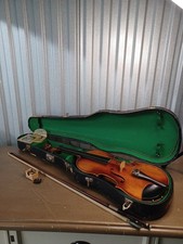 Vintage 1713 German Stradivarius Copy Violin With Case Needs Strings AS IS