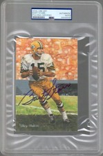 BART STARR AUTOGRAPHED HOF GOAL LINE ART CARD     PACKERS      JSA+PSA SLABBED