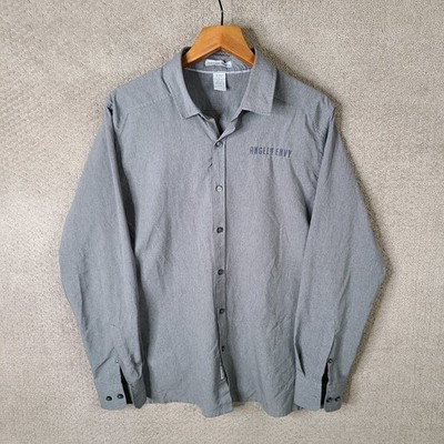 North End Sport Shirt Men L Gray Button Up Angels Envy Whiskey Moisture Wicking
