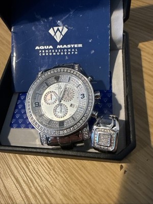 Diamond Ring AND Aqua Master Watch: Mens Diamond Power Watch 3.50ct