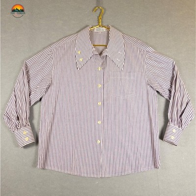Vintage Gina Lombardi Button-Up Purple White Striped Long Sleeve Prep Women 42 