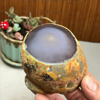 #ad 358g Natural Enhydro Mobile water bladder agate chalcedony moving Specimen A4584 $53.90