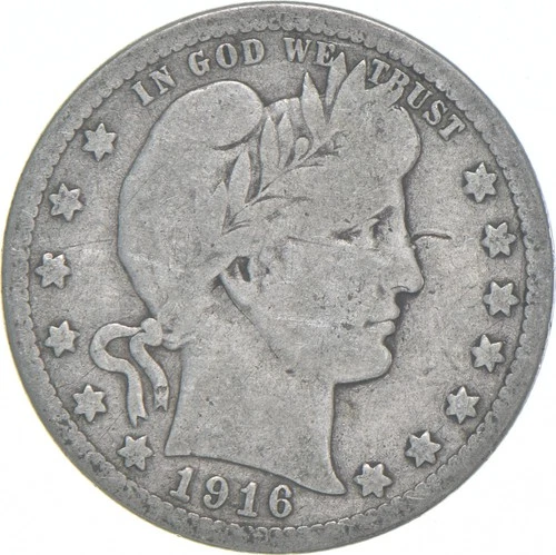1916-D Barber Quarter Average Circ *9670