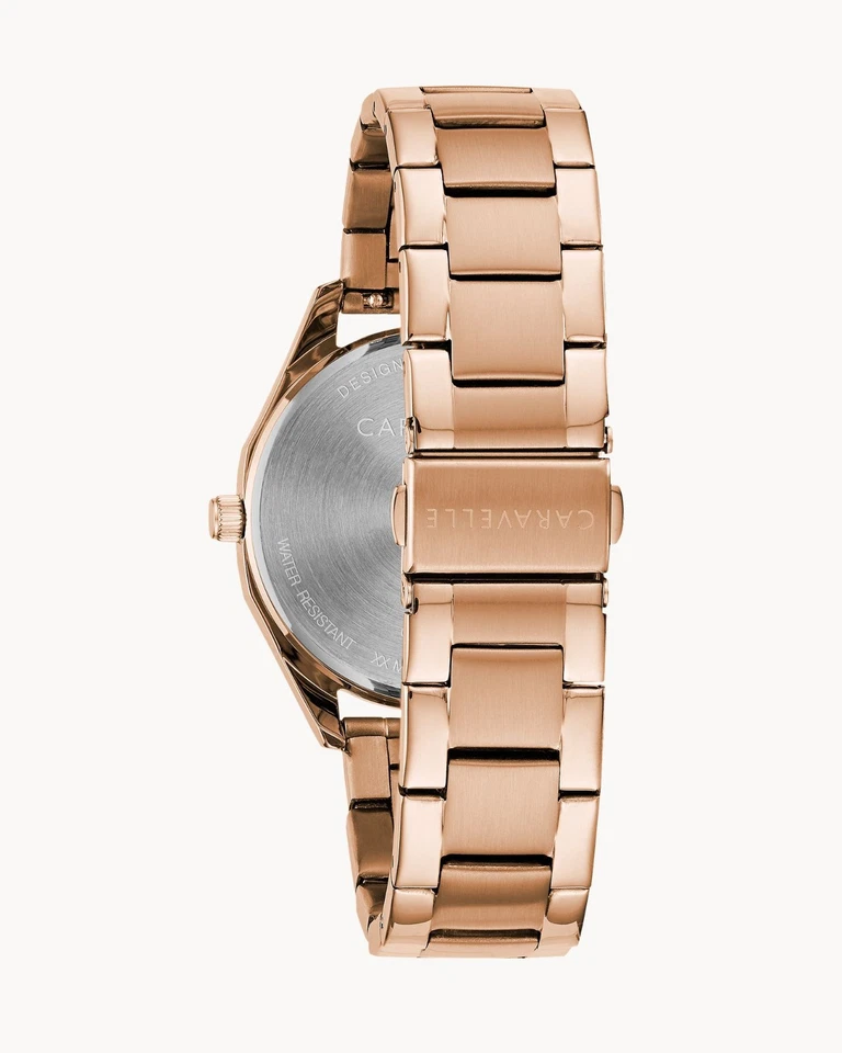 Relógio feminino Caravelle by Bulova ouro rosa aço inoxidável 45L179A - Imagem 3 de 4