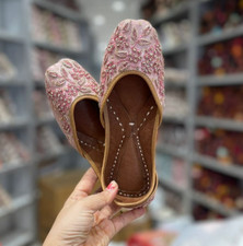 Women Punjabi jutti Indian mojari Bellie UK size 4-8 handcrafted Vintage blush