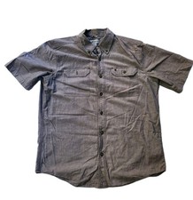Carhartt Men's Short Sleeve Button-Up Gray Large Workwear Utility Casual Shirt