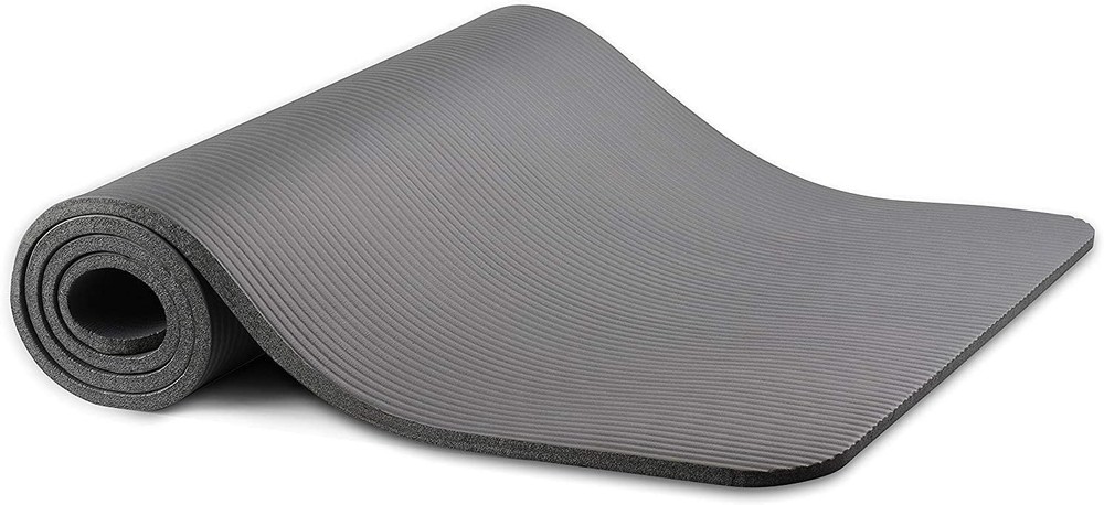 Extra Thick 1/2 Inch High Density Gray Yoga Mat for Comfortable Exercise