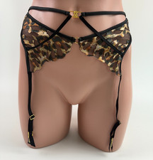 Victoria's Secret Leopard Lace Sheer O Ring Lingerie Garter Belt Size XS/S NWT
