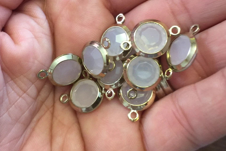 Lote de conectores de bisel faceta lucita ópalo lila rosa Lt oro vintage búsqueda de enlaces Foto 3 de 4