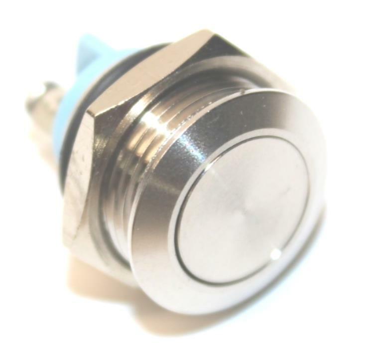 Alpinetech PS-M16F 16mm Stainless Steel Flat Top Push Button Momentary Switch