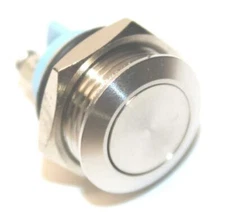 Alpinetech PS-M16F 16mm Stainless Steel Flat Top Push Button Momentary Switch