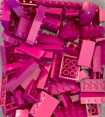 Lego 125 piece Dark Pink Lego lot full of bricks, blocks Variety of Sizes Legos