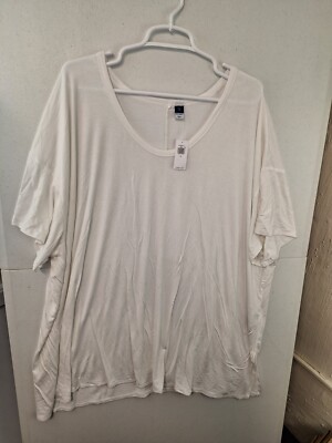 Old Navy Plus 3X Calla Lily White Short Sleeve Scoop Neck Lux T-shirt Tee NWT