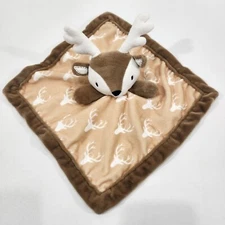 Levtex Baby Deer Buck Reindeer Brown Security Blanket With Stuffed Animal Plush