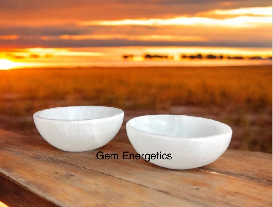 Cuenco de selenita de 2,3", 3", 4", 6", 8" cuenco de cristal de selenita cuenco de limpieza Foto 3 de 4