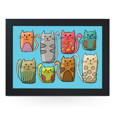 Neues Luxus Zuhause Premium gerahmtes Laptray - Katzen - Cartoon Katze Zeichnungen