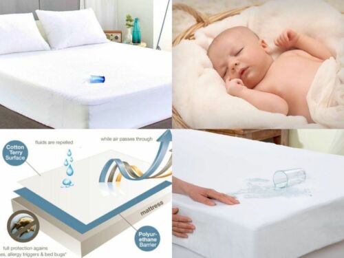 Waterproof Terry Towel Mattress Protectors Fitted Sheet Bed Cover Non-Allergenic - Picture 1 of 12