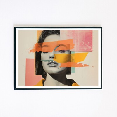 Surreales Retro Portrait Abstrakte Collage Illustration 7x5 Wandbild Dekor Druck