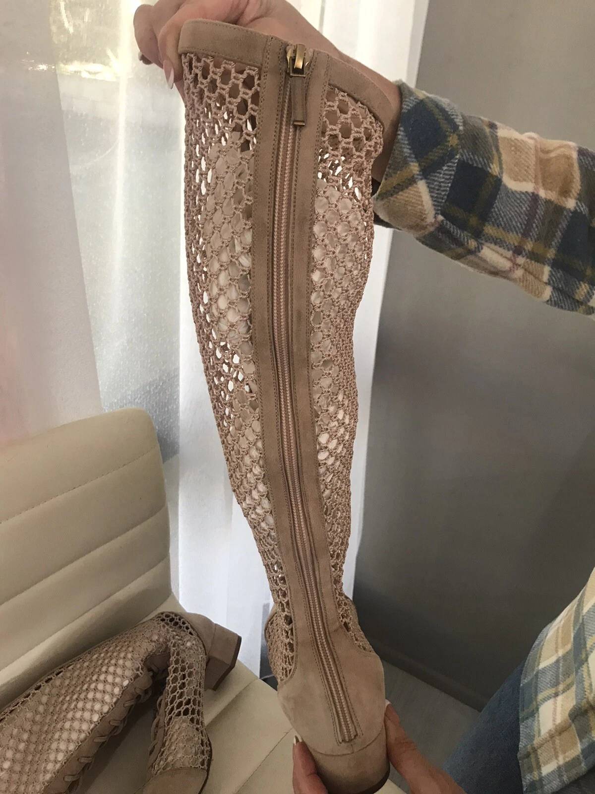 christian dior Naughtily D Knee High Boots 38.5 Beige