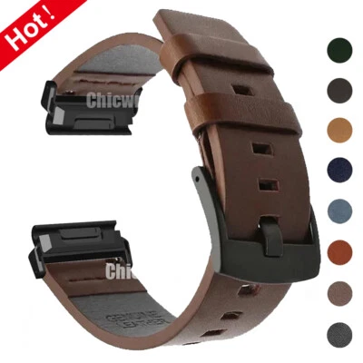 Leather Band Strap For Garmin Fenix 8 5 5X Plus 6 6X Pro 7 7X Epix Pro Quick Fit