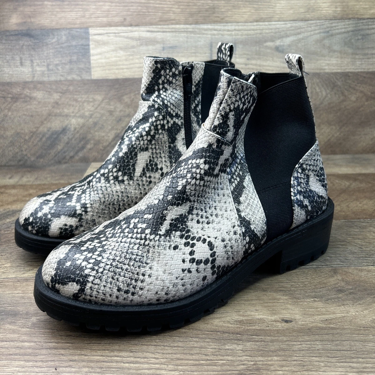 Universal Thread Faux Snake Skin Ankle Boots Womens Size 8 eBay