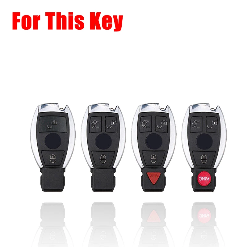 Zinc Alloy Leather Car Key Fob Case Cover For Mercedes Benz B C S E Class GLC — 第 2/4 张图片
