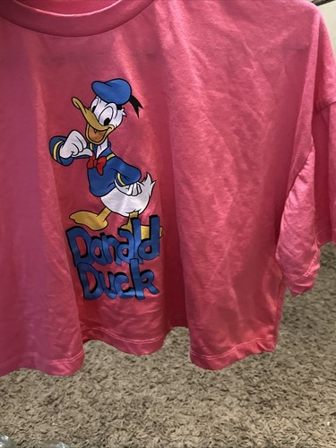 Disney Pink Donald Duck Crop Top Size Large - Picture 4 of 8