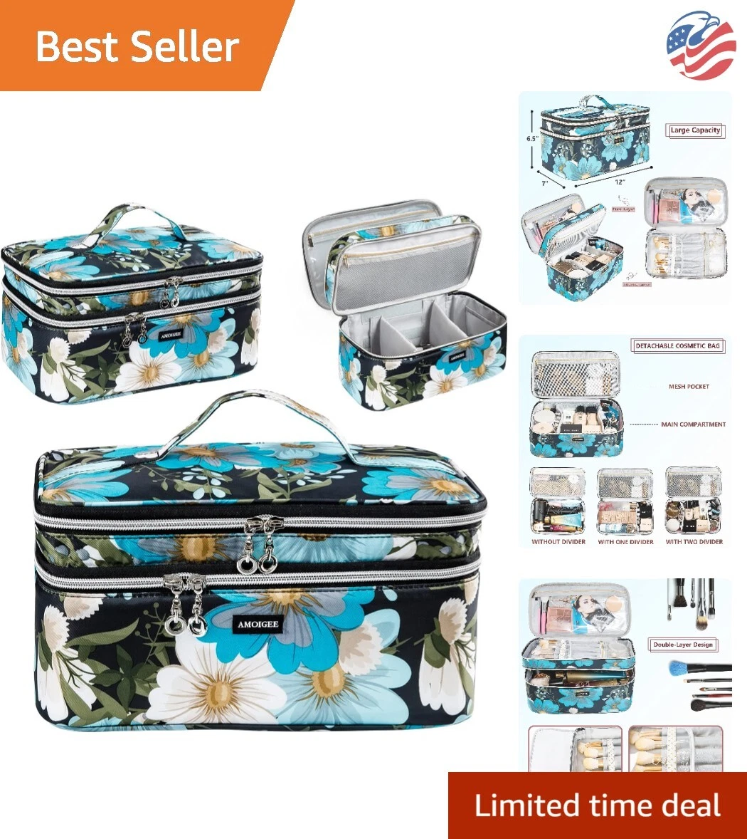 Extra Large Double Layer Luxury Makeup Bag Premium Material Travel Organizer