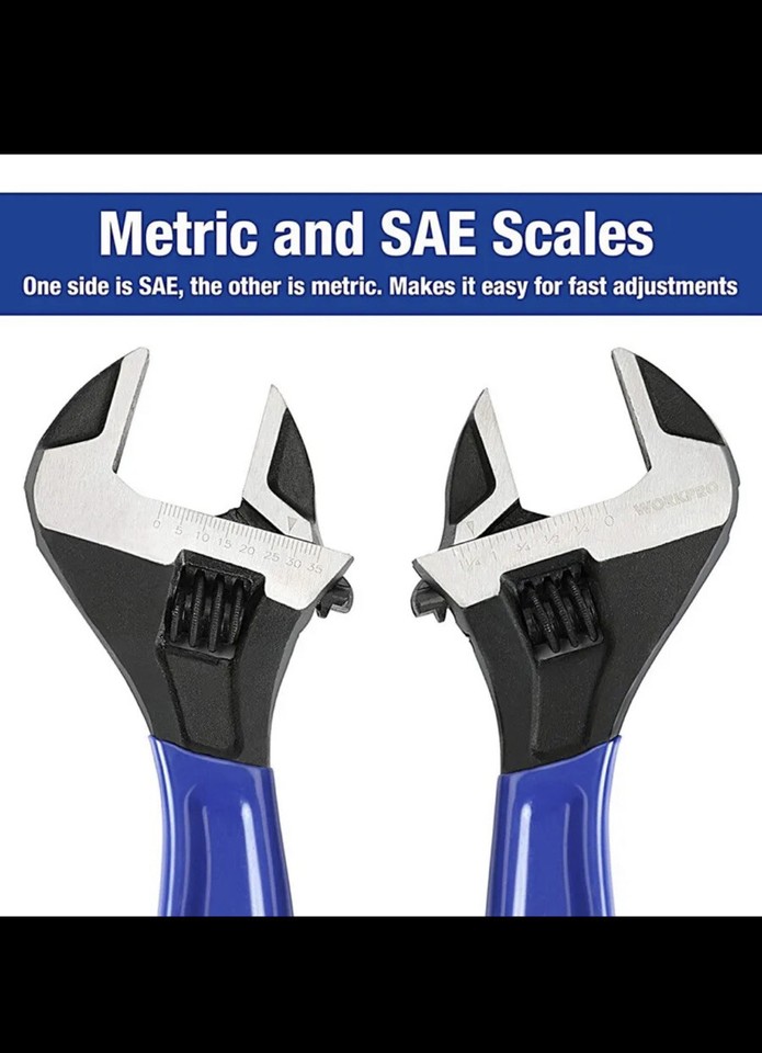 SEDY 3-Piece Adjustable Wrench Set – 6, 8, & 10 Inch Wide Jaw Spanners With Cushion Grip, Laser-Etched Metric & SAE Scales, CR-V Steel