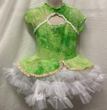 NWOT Beauty Pageant Costume Keyhole Front  Back Peplum Lace w/pettiskirt 6x
