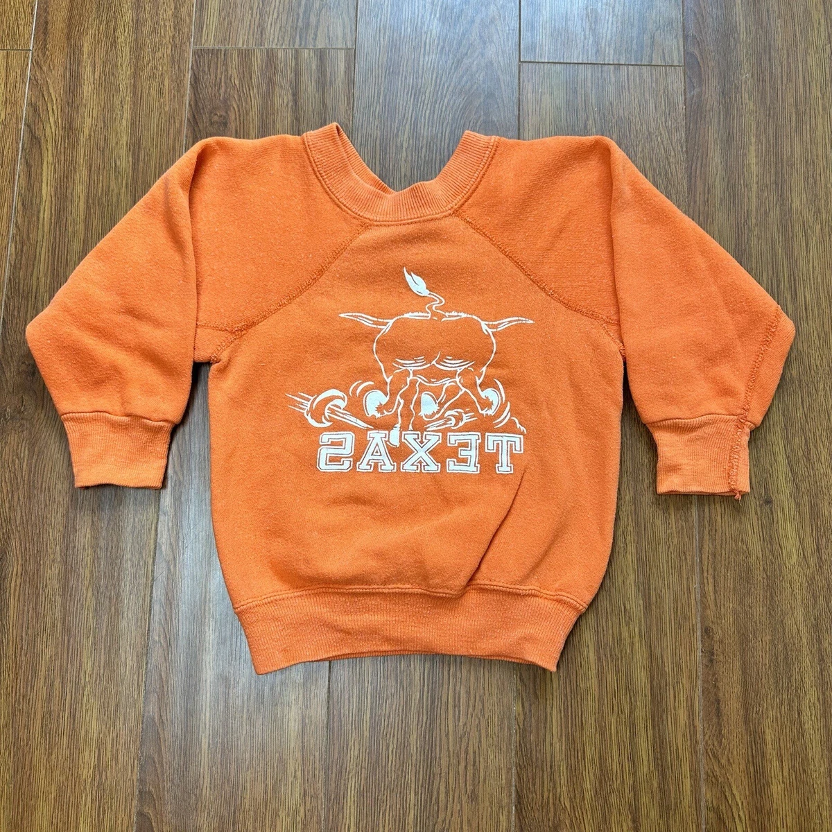 Vtg Bevo Texas Longhorns Sweatshirt YOUTH XS 2 4 Double Sided Pullover USA 70s