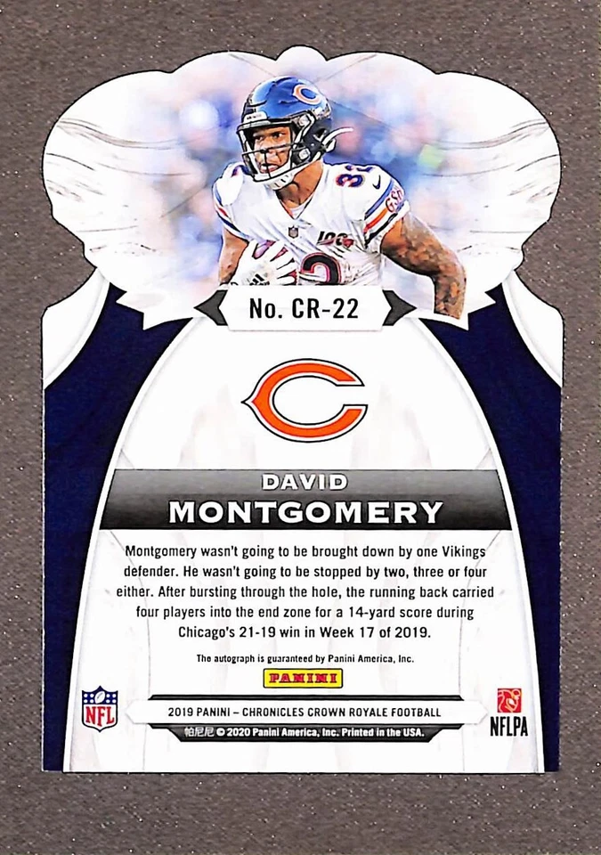 2019 Panini Chronicles Crown Royale #CR-22 David Montgomery RC Die-Cut Auto #/75 - Image 2 of 3