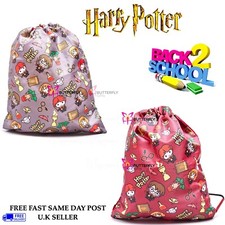 Harry Potter Chibi Bolso de Gimnasio con Cordón Niños Entrenador Escolar Bolsa de Natación Gris Granate