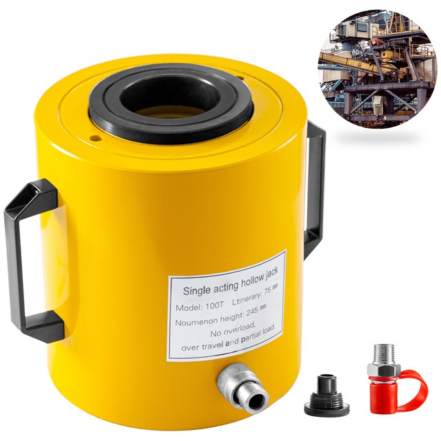 Hollow Plunger 100 Ton Hydraulic Cylinder Jack Ram Lifting 2.95" (75mm) Stroke eBay