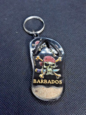 Vintage BARBADOS ACRYLIC Pirate Sand Sandel Flip-Flop KEYCHAIN
