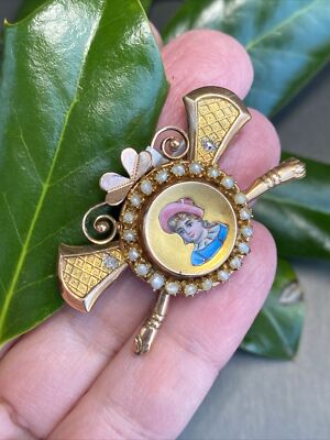 Broche Ancienne Vintage De 1890 - Charme Collection - Thème Amour - Occasion