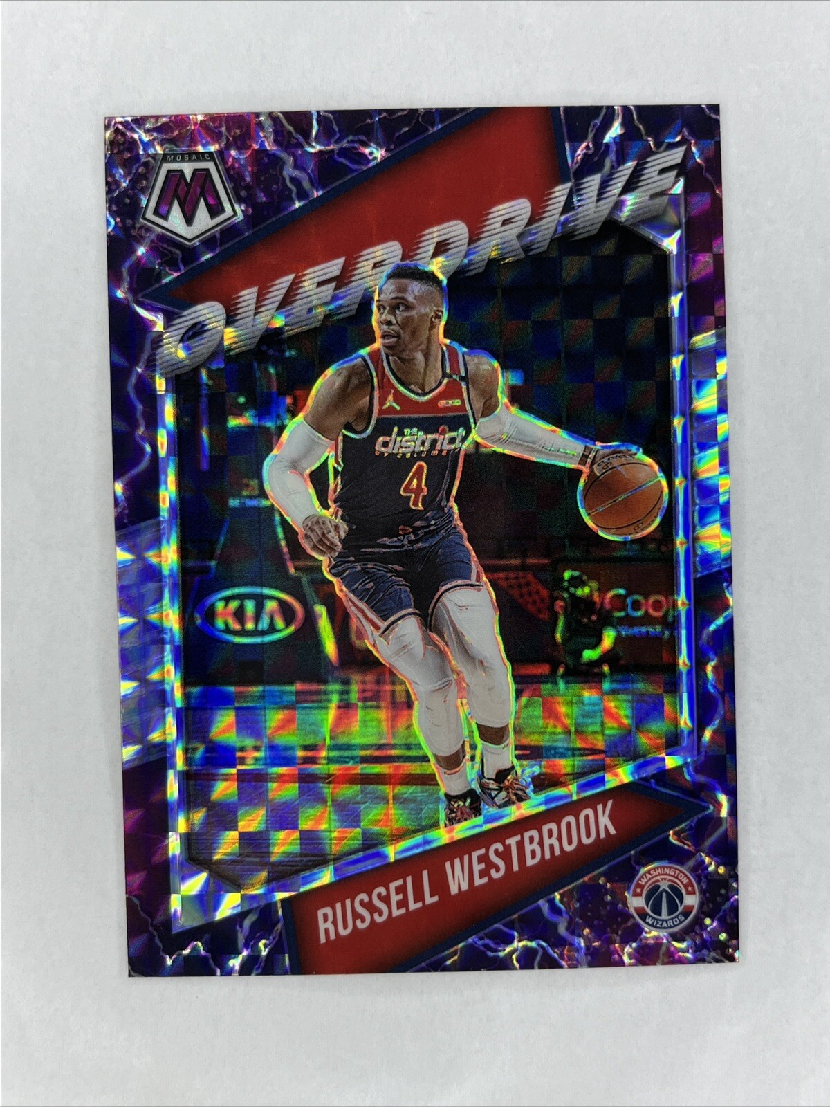Russell Westbrook 2020-21 Panini Mosaic Overdrive Prizm #15 Wizards Insert
