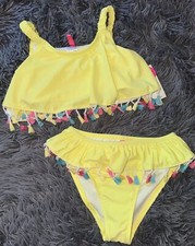 Betsey Johnson Yellow Girls Baithing Suit Size Large 12 Tassels