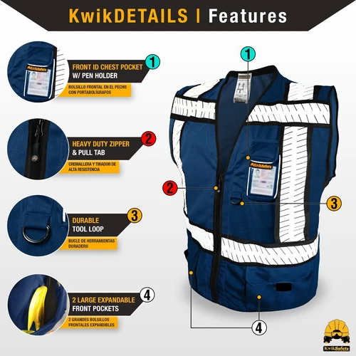KwikSafety PURE BLUE SHERIFF ANSI Unrated PPE Surveyor Class 2 Safety Vest image 4